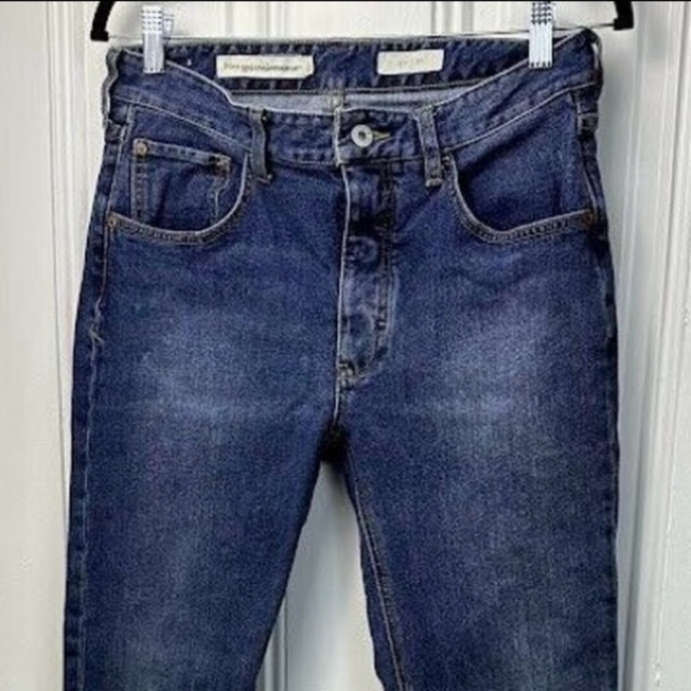 Pilcro Jeans Womens  Denim Button Fly Mid Rise Anthropologie two tone  raw hem